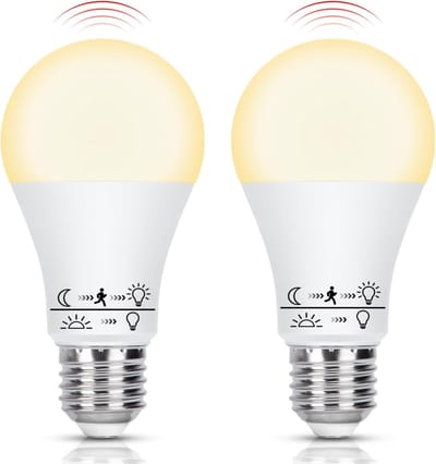 LED Lamp E27 met Bewegingssensor 12W Warm Wit Licht (3000K) - 2 Stuks
