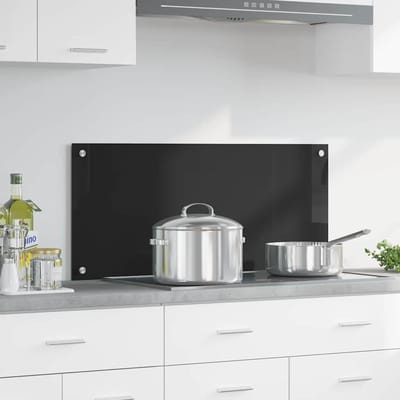 vidaXL - Keukenachterwand - Zwart - 90 - x - 40 - cm - gehard - glas