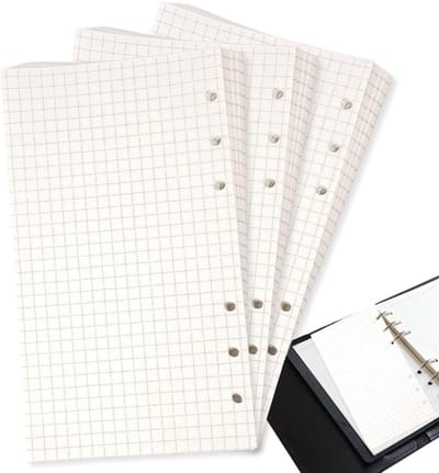 180 vellen A6 navulpapier geruit met 6 gaten, planner inlegvellen, scheidingsbladen en cadeau, 100 g/m² dikte