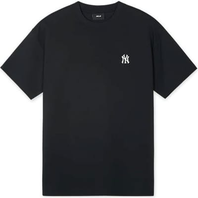 T-shirt décontracté à manches courtes et épaules tombantes avec logo imprimé lettres New York Yankees MLB pour femme Noir 3FTSB0543-50BKS XS black