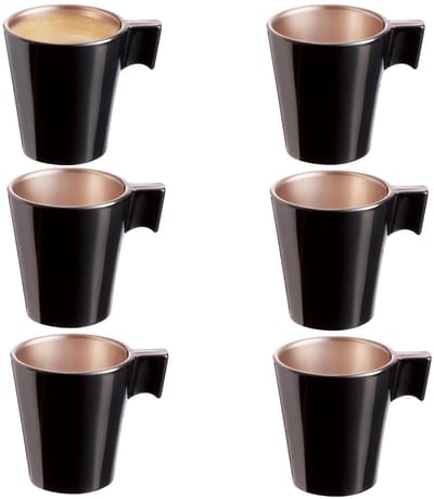 Luminarc Espresso kopjes - 6x - zwart metallic - koffiekopjes van 80 ml - 6 x 5.5 cm - keramiek