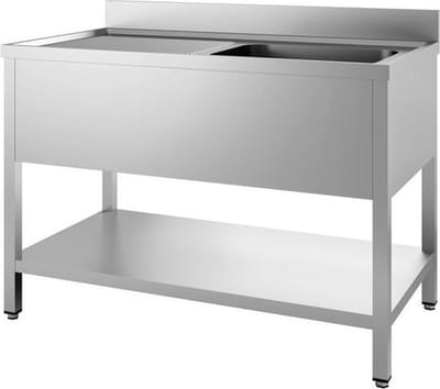 Demontabele Spoeltafel Met Bodemschap - 120x70cm - Links 7452.0425 - Horeca & Professioneel