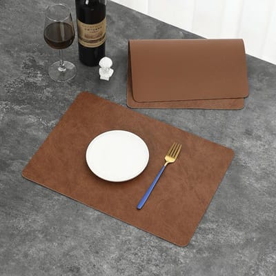 Sets de table en cuir résistants à la chaleur pour la maison, la cuisine, le café, le bar, lavables et lavables, pour l'intérieur et l'extérieur café foncé