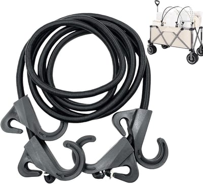 Karabijnhaak Elastiek Koord - Spanband Touw - Bagage Vastzetten - Dubbel Haaksysteem - 2 Meter - Zwart