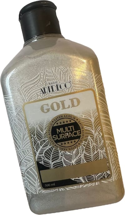 Artdeco Gold Multi-Surface Metallic Acrylverf 500ml Zilver , Glasverf, houtverf, keramiekverf, DIY Projecten