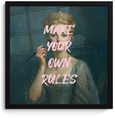 Poster in lijst - Fotolijst 40x40 cm - Posters - Klassiek - Sierlijk - Roze - Posterlijst zwart - Decoratie - Wanddecoratie woonkamer - Muurdecoratie slaapkamer