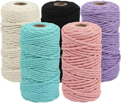 Macramégaren 3 mm x 50 m - natuurlijk katoen - 5 kleuren - perfect voor wanddecoratie - ShopVlot