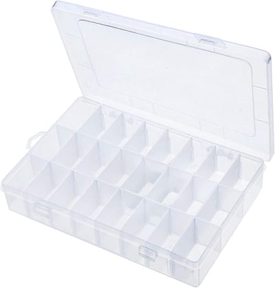 Opbergdoos met Verdelers, Bead Storage Containers 24 Grids, Plastic Sieraden Organizer Doos, Clear Sieraden Opslag Sorteerdozen voor Craft, Sieraden, Gereedschap, Kleine Accessoires
