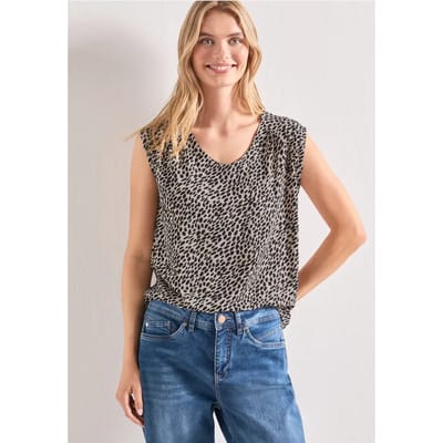 Shirt met boothals en elastische zoom