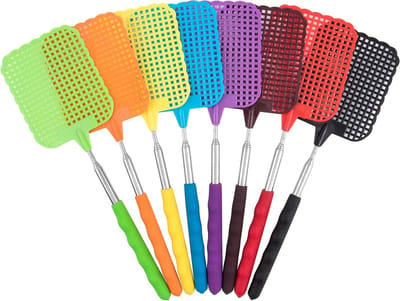 Set van 8 Uitschuifbare Vliegenscheppers, Stabiele Telescopische Vliegendoders voor het Afschrikken van Vliegen, Wespen, Muggen en Andere Insecten (Multikleur)