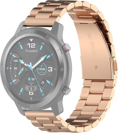 Stalen bandje - RVS - geschikt voor Polar Vantage M / M2 / V3 / Grit X (Pro) en Samsung Galaxy Watch 3 45mm / Galaxy Watch 46mm / Gear S3 Classic & Frontier - rosegoud