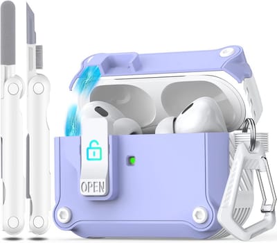 Compatibele Hoes voor AirPods Pro 1 en 2 Gen - Reinigingsset Inclusief - USB-C en Lightning - Wit/Lavendel