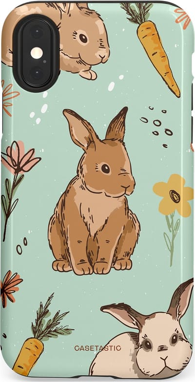 Casetastic Hoesje Geschikt voor Apple iPhone X/Xs - Stijlvolle Beschermende Duo-layer Case - Hop hop flapoortje