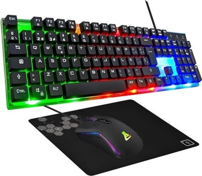 StayPowered Gaming Toetsenbord en Muis Set - de Ultieme Gaming Toetsenbord Set voor Jou Setup! - Verschillende Muissnelheden - Instelbare Verlichting - Plug and Play - met Numeriek Keypad - Zwart - Levering Sneller dan Aangegeven!