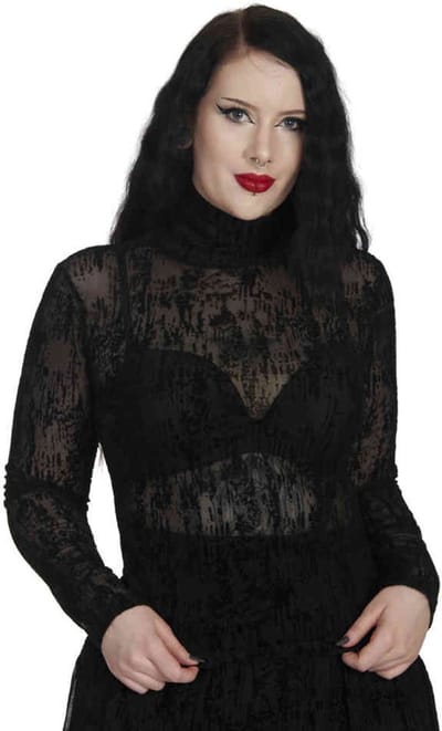 Banned - Lattice Longsleeve top - L - Zwart