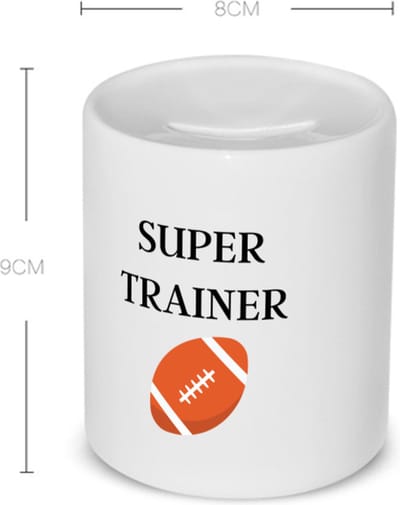 Akyol - super trainer Spaarpot - Sport - coach - rugby bal - trainer - geschenk - verjaardag - love gift - 350 ML inhoud