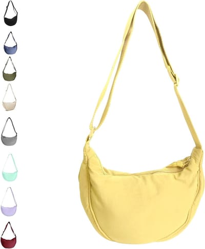 Vrouwelijke nylon crescent schoudertas, verstelbare strap, praktische crossbody tas voor dagelijks gebruik en stijlvol design