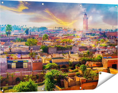Gards Tuinposter Medina van Marrakesh in Marokko - 120x80 cm - Tuindoek - Tuindecoratie - Wanddecoratie buiten - Tuinschilderij