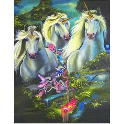 Peinture diamant à faire soi-même, broderie, mosaïque, point de croix, licorne et fée 20X30CM gray
