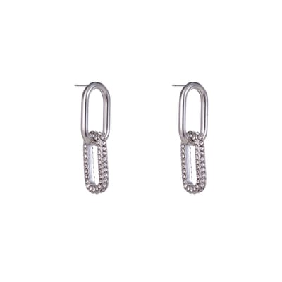 Go Dutch Label Oorknoppen double sparkle chain Zilver