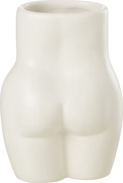 J-Line bloempot Lichaam Dolomiet - keramiek - wit - 2 stuks - 16.5 cm hoog