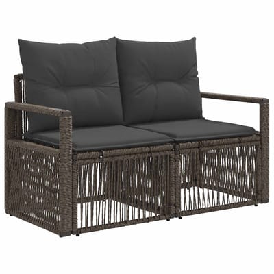 vidaXL - Tuin - Sofa - 2-Aantal - zitplaatsen - Grijs - poly - rattan