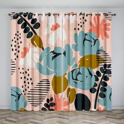 Lichte kleur bloemstijl 3D digitale print gordijn Slaapkamer studeerkamer decoratief gordijn 90g polyester vezel materiaal twee panelen W50xH130(CM)x2pcs&Grommet Top