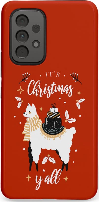 Casetastic hoesje geschikt voor Samsung Galaxy A53 (2022) 5G - Dubbellaagse bescherming - Rode Witte Kerst Lama - Fashion Case - Terracotta