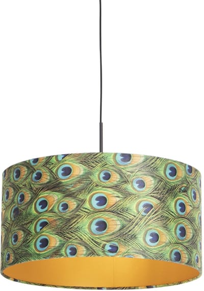 QAZQA combi - Klassieke Hanglamp met kap - 1 lichts - Ø 500 mm - Multicolor - Woonkamer | Slaapkamer | Keuken
