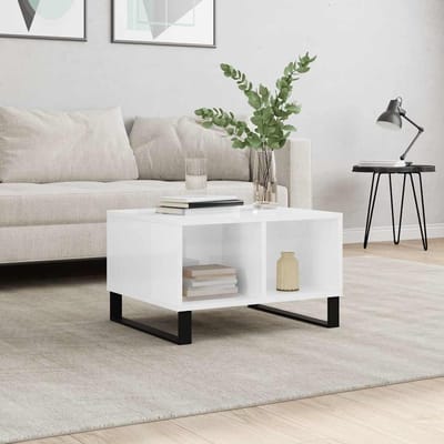 vidaXL - Salontafel - 60x50x36,5 - cm - bewerkt - hout - hoogglans - wit