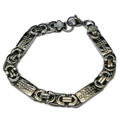 Rvs sieraden - Brede Konings schakel armband - Zilverkleurig kruisjes