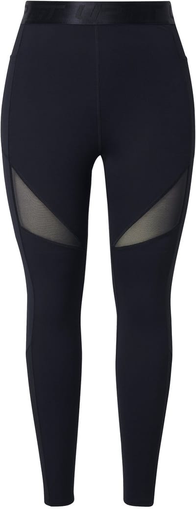 Ulla Popken - Dames - Sportlegging mesh inzetstukken sneldrogend gerecycled - Zwart - Maat 42+