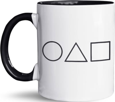 NietMokken.nl - Mok met minimalistisch design - Cirkel, driehoek en vierkant - Beide zijden bedrukt - Vaatwasser- en magnetronbestendig - Keramische mok 325 ml - Origineel cadeau voor liefhebbers van modern design en Koreaanse series