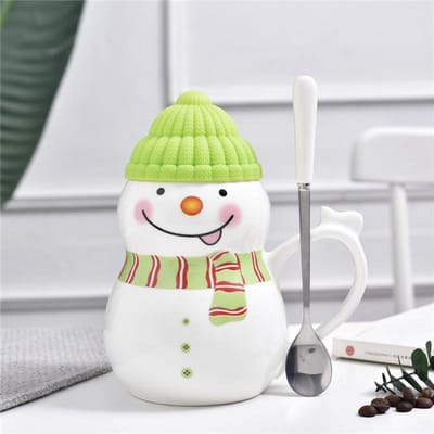Tasse en Céramique Bonhomme de Neige Mignon Café Lait Couple Tasse à Eau Cadeau Noël Hiver Tasse Fille 501-600ml