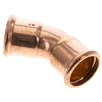 45 graden L-Perskoppeling - 42mm Persmof - Koperlegering
