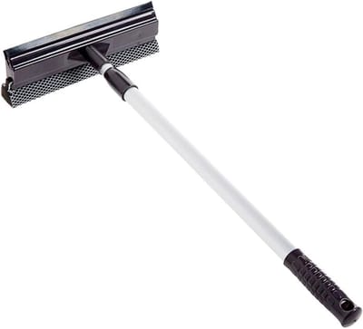 Adjustable window wiper with 2-in-1 design, aluminum rod, sponge, lightweight for hard-to-reach areas cleaning