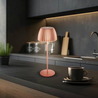 BRILONER Champ - Oplaadbare Tafellamp - snoerloze lamp - met touch dimbaar - voor binnen en buiten - german design award winner 2025 - koper - Ø14,5 x 36,5 cm