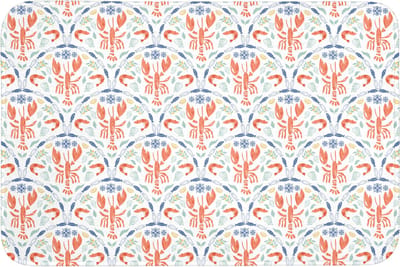 Badmat 90x60 cm - Antislip - Kreeft - Patroon - Blauw - Badmatten voor badkamer - Badkamermat - Douchemat - Badkamer mat
