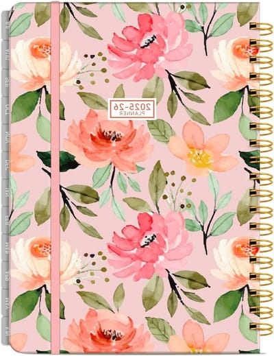 Academische Planner - Agenda Dagelijks Wekelijks - Planning Organisatie - 16 Maanden Overzicht - A5 Formaat - Bloem Roze