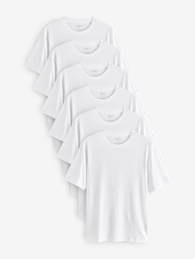 Next - Heren - Set van 6 basic T-shirts van katoen met standaard pasvorm - Wit