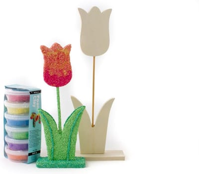 Tulpen hout Foam Clay® Voorjaar decoratief knutselen lente decoratie hout knutselpakket zelf maken tafeldecoratie
