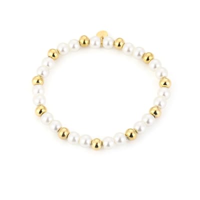 Kralenarmband - Dames armband - Parelkralen - Goudkleurig - Hypoallergeen