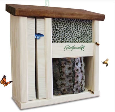 Insectenhotel met Vlinderhuis – Wildbijenhotel van Massief Hout – 200 Nestbuisjes (5-8 mm) – Weerbestendig & Handgemaakt in Duitsland