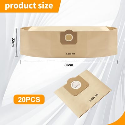 20 Stuks Stofzuigerzakken Papier Geschikt voor Stof- en Waterzuigers WD3, MV3, A2201 Serie