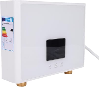 Elektrische Doorstroomverwarmer - Directe Waterverwarmer - Keuken en Badkamer - Digitaal Touchscreen Afstandsbediening - 3000 Watt - Wit Glas