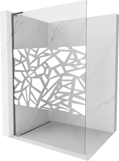 Mexen Kioto L douchescherm Walk-in 100 x 200 , wit patroon, geborsteld geweergrijs - 800-100-103-66-85