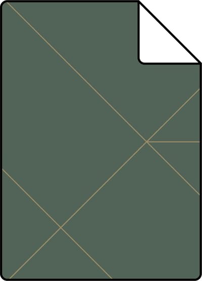 Proefstaal ESTAhome behang grafische lijnen donkergroen en goud - 53 cm x 10.05 m - 139212-S