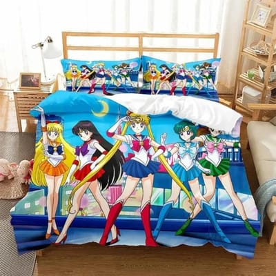 Anime S-Sailor & M-Moon Beddengoedset, Dekbedovertrek Dekbed Bedset Quiltovertrek Kussensloop, King Queen Twin Maat Jongens Meisjes Volwassenen 70x133cm 2pcs