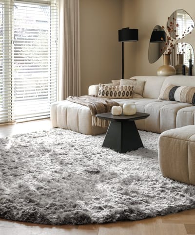 Velvet vloerkleed rond - Auréa zilver 100