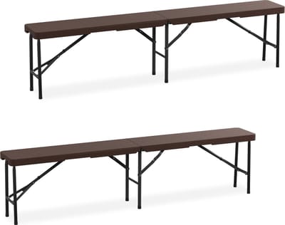 bierbank set van 2 - inklapbaar - campingbank - 180 cm - bruin